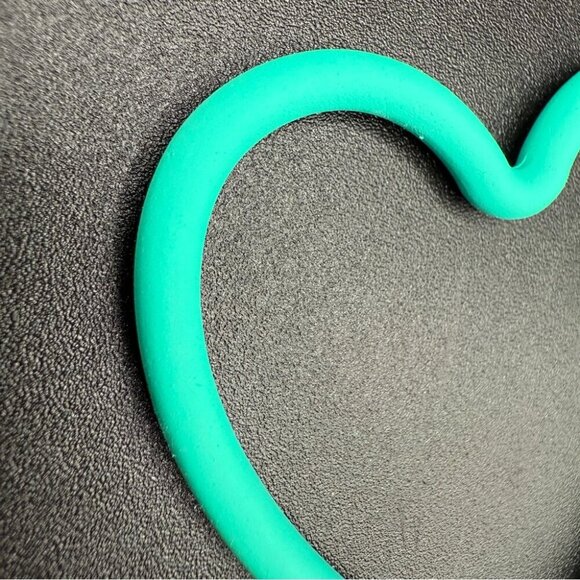 Large Teal Green Heart Hoop Earrings - Pierced - Picture 4 of 10